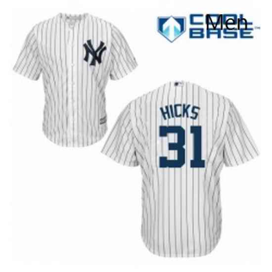 Mens Majestic New York Yankees 31 Aaron Hicks Replica White Home MLB Jersey